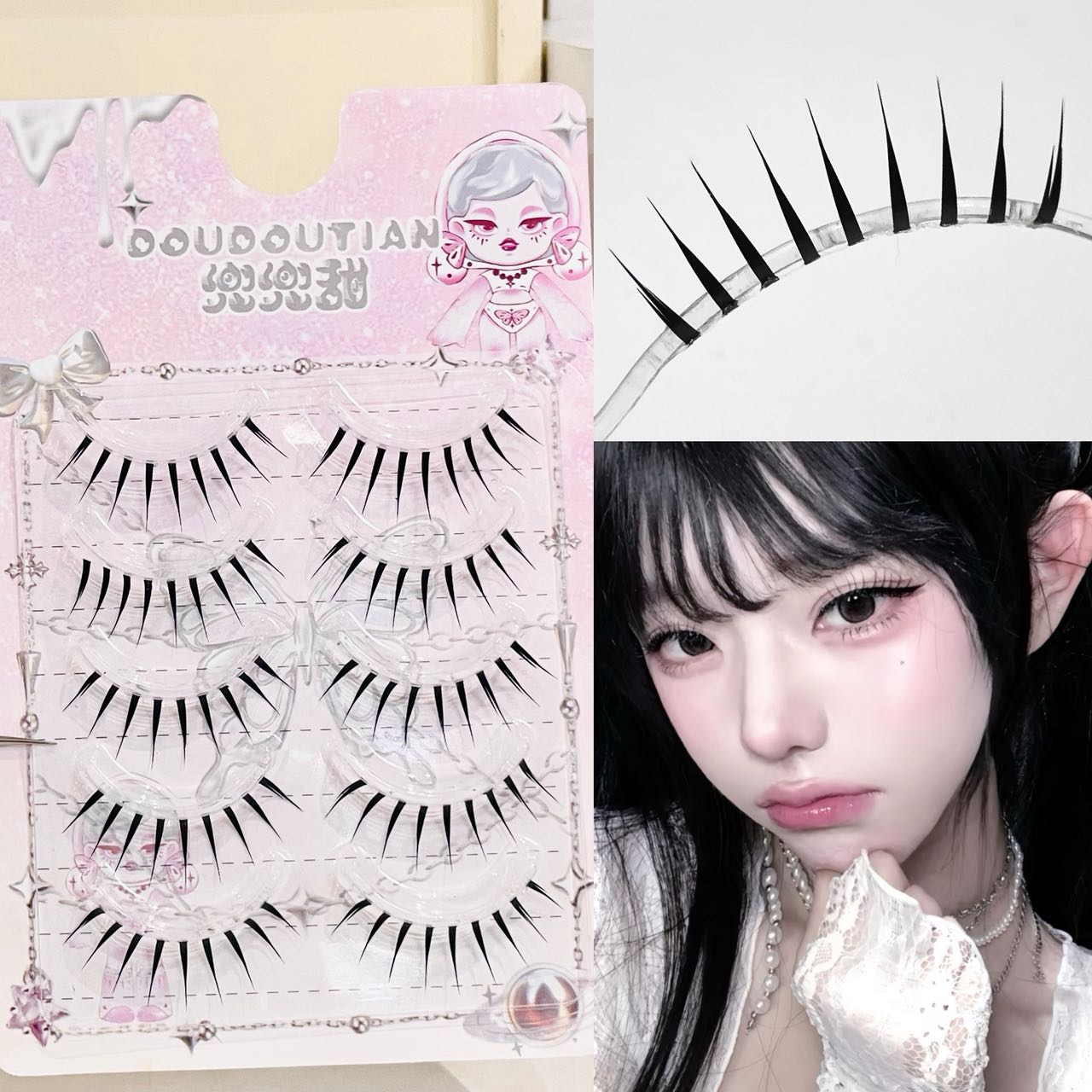 Anime Cosplay Lashes - رموش دودوتيان المدببة بمظهر رطب، رموش