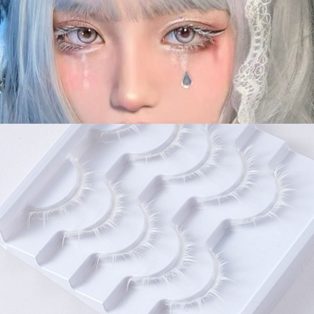 رموش أنيمي بيضاء بيضاء على الط - مراجعة Anime Cosplay Lashes وسعره