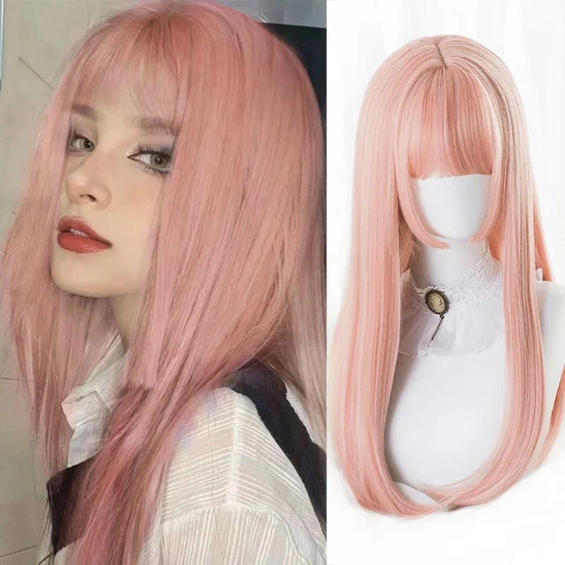 باروكة شعر صناعي طويل ومستقيم  - مراجعة Cosplay Anime Pink Hair وسعره